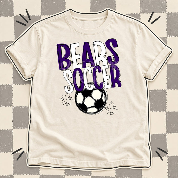 Bears Purple White Team Go Soccer Mascots DTF transfer mockup