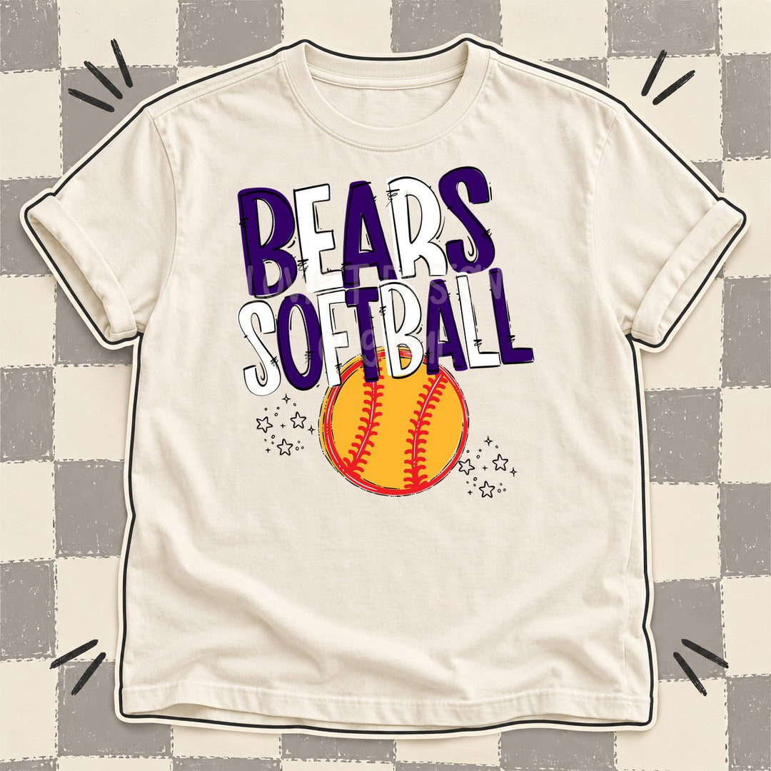 Bears Purple White Team Go Softball Mascots DTF transfer mockup