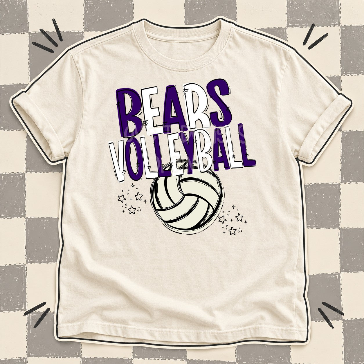 Team Go Volleyball Mascots Bears Purple White design