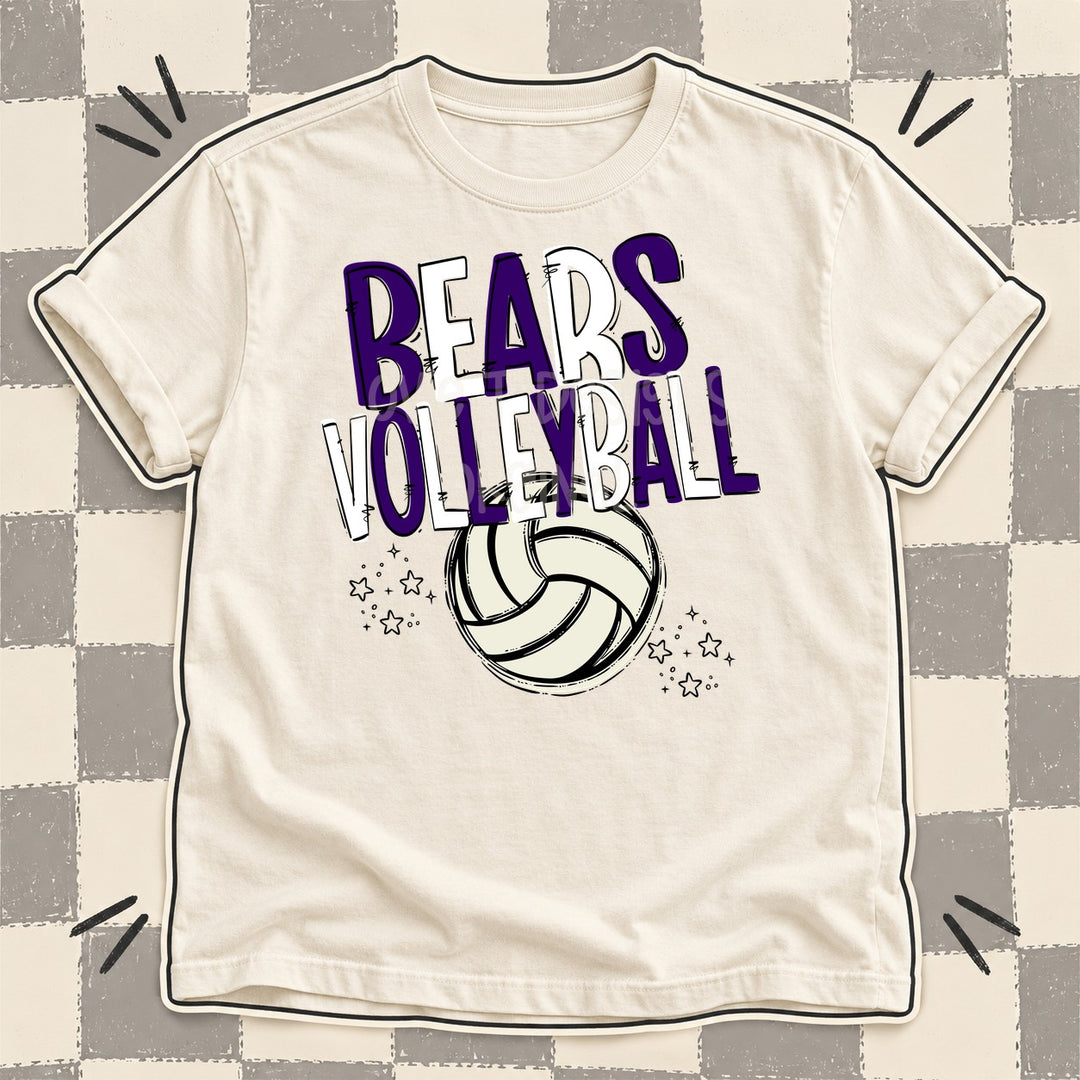 Bears Purple White Team Go Volleyball Mascots DTF transfer mockup