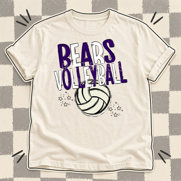 Bears Purple White Team Go Volleyball Mascots DTF transfer mockup