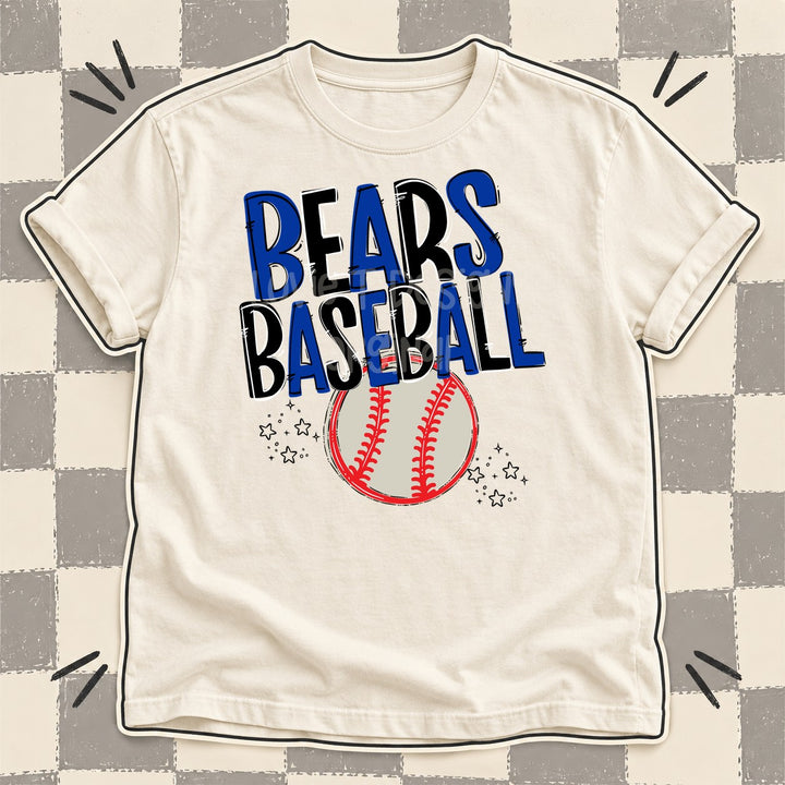 Bears Royal Blue Black Team Go Baseball Mascots DTF transfer mockup
