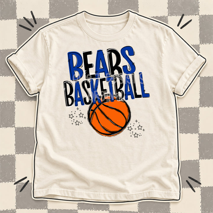 Bears Royal Blue Black Team Go Basketball Mascots DTF transfer