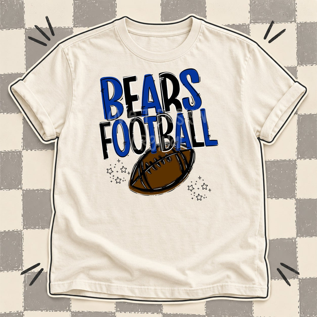 Bears Royal Blue Black Team Go Football Mascots DTF transfer mockup