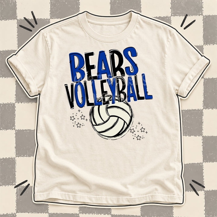 Bears Royal Blue Black Team Go Volleyball Mascots DTF transfer mockup