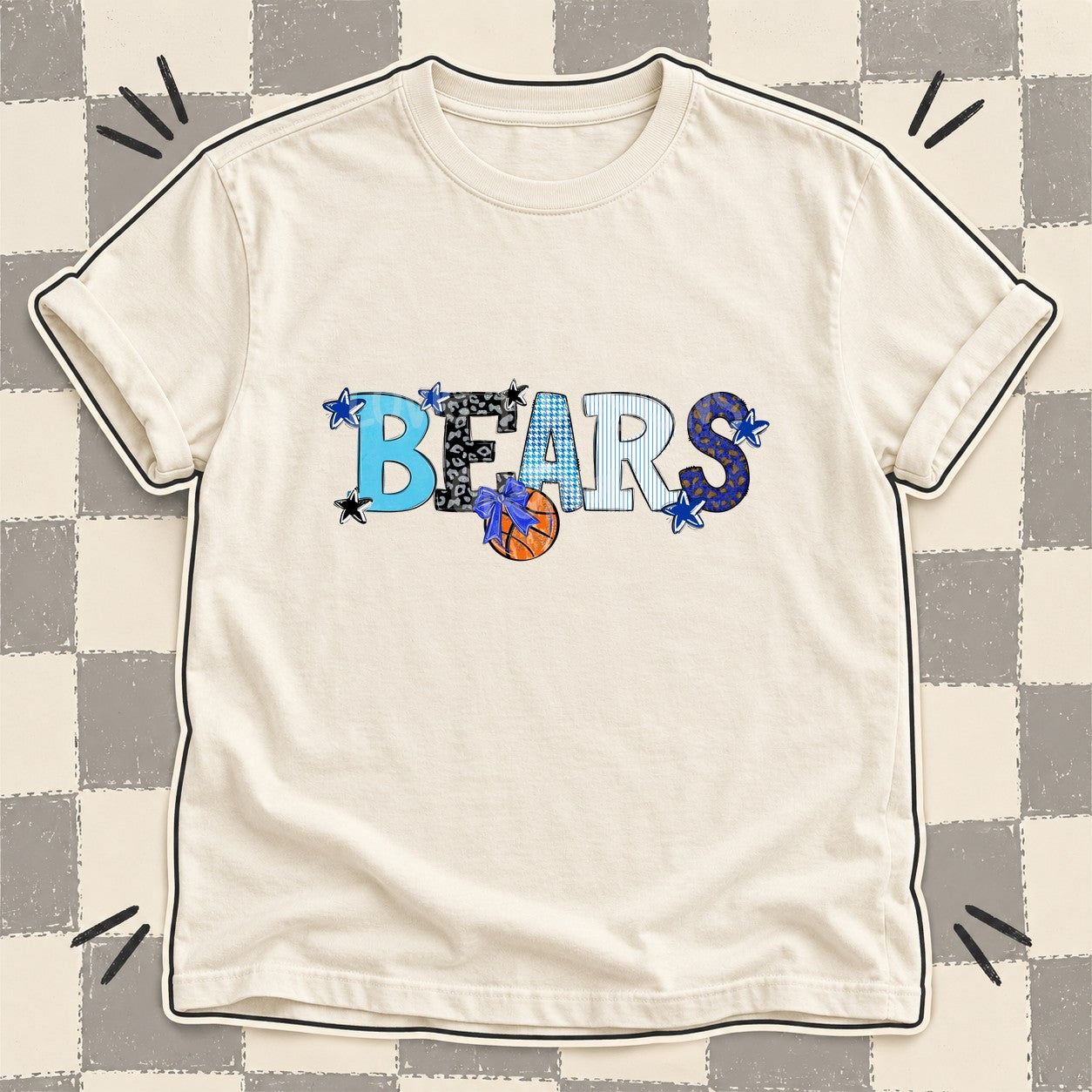 Mixed Doodle Basketball Mascots – Mascot Colors Bears Royal Blue Black White design