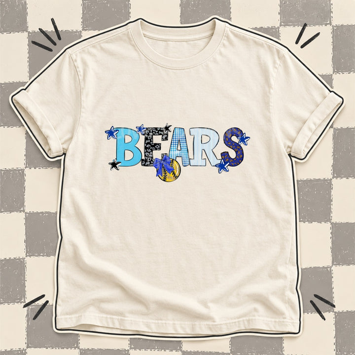Bears Royal Blue Black White Mixed Doodle Softball Mascots – Mascot Colors DTF transfer mockup