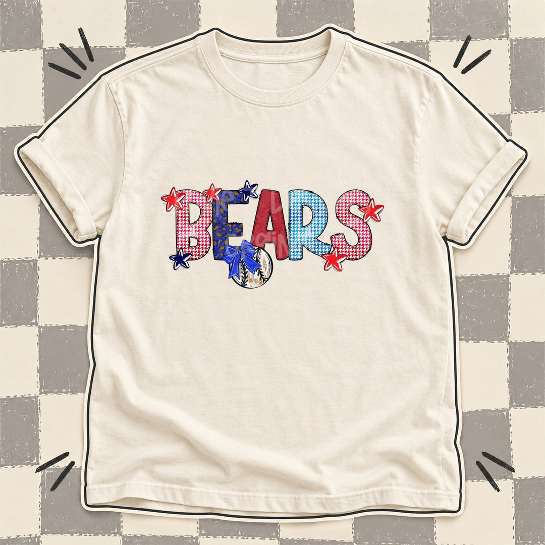 Bears Mixed Doodle Baseball Mascots – Red and Royal DTF transfer mockup