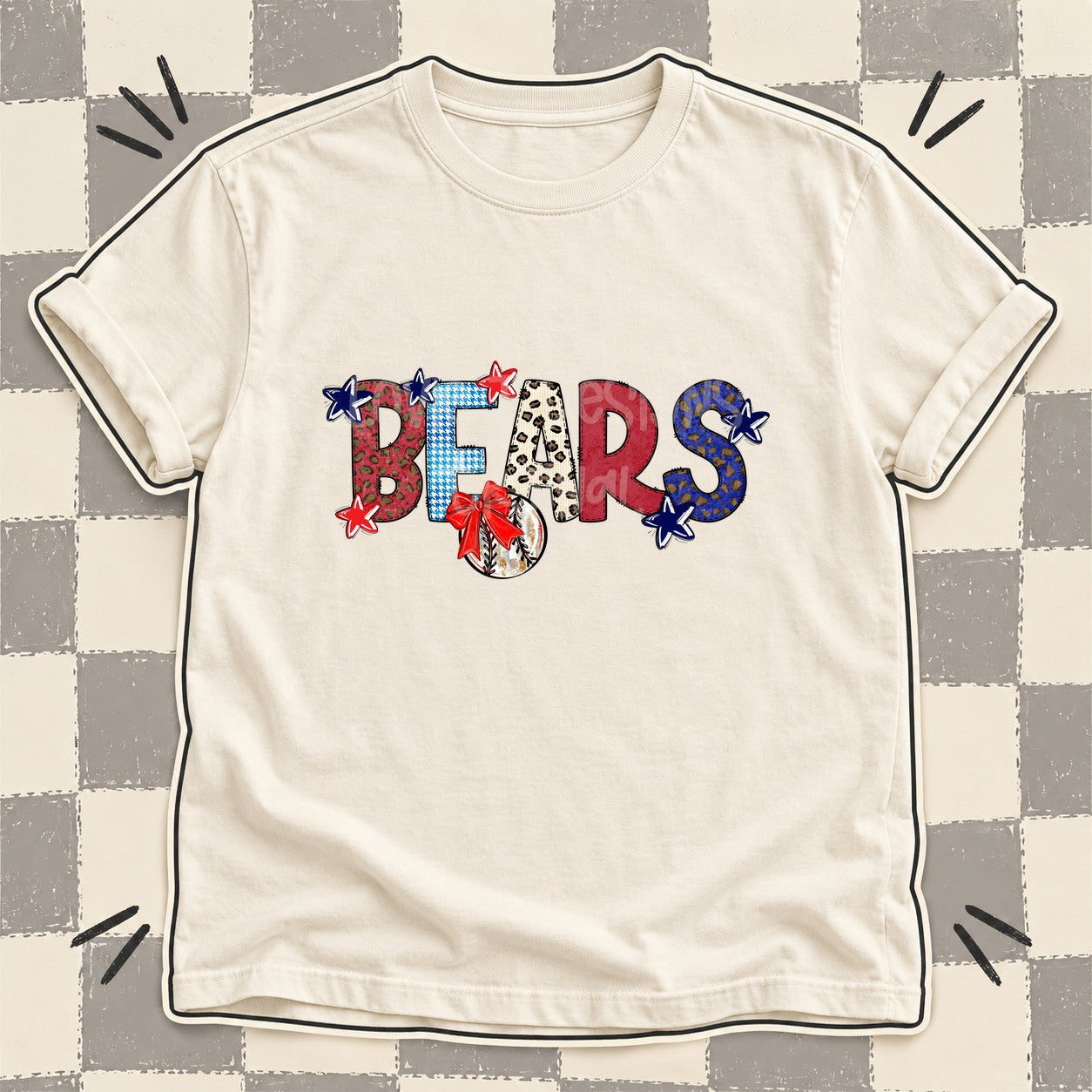 Mixed Doodle Baseball Mascots – Leopard Red Navy Bears design