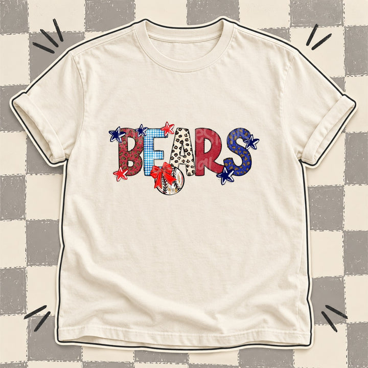 Bears Mixed Doodle Baseball Mascots – Leopard Red Navy DTF transfer mockup