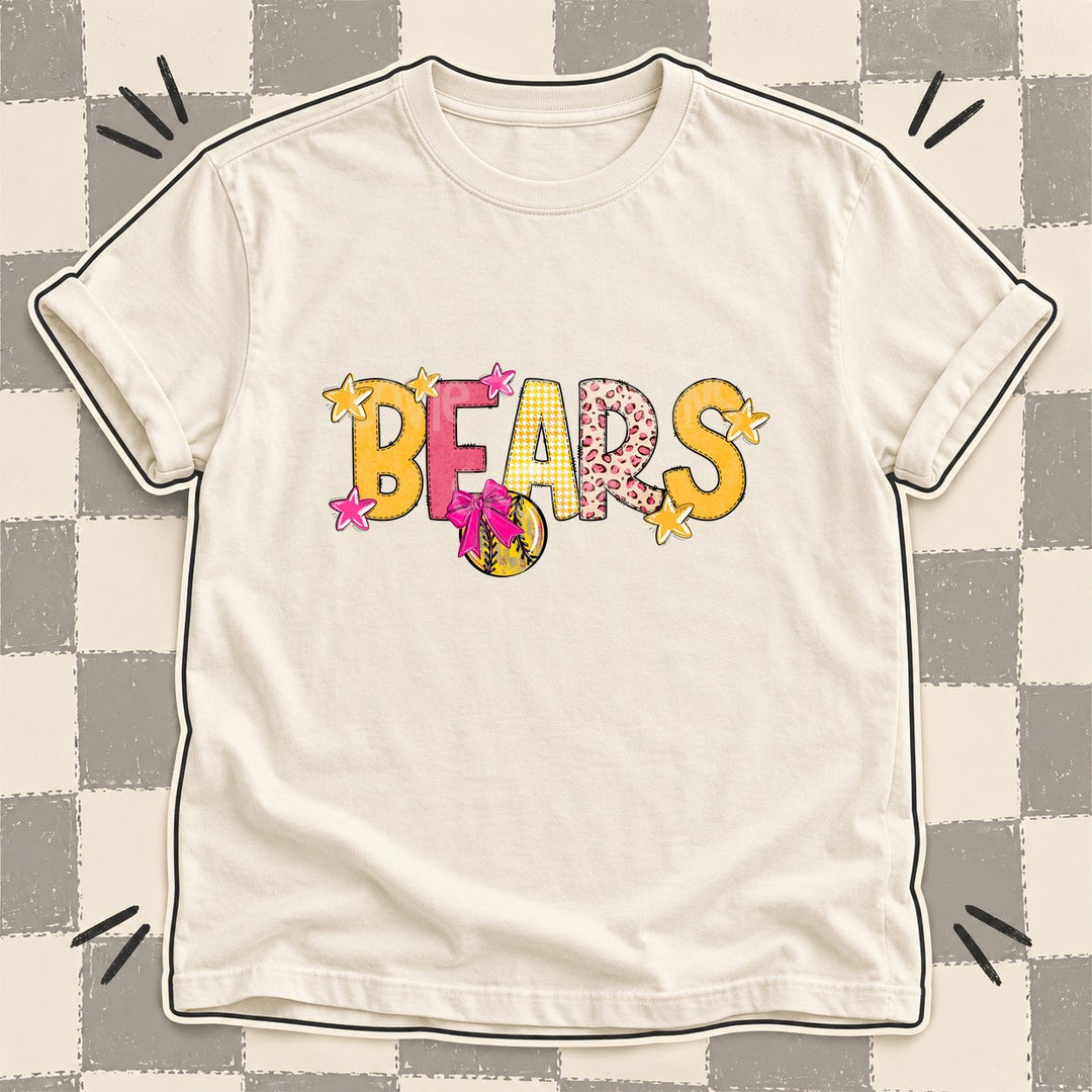 Bears Mixed Doodle Softball Mascots – Stitched Softball DTF transfer mockup