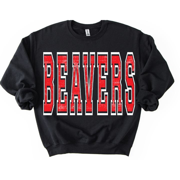 Beavers Red and White Varsity Style – DTF Transfer