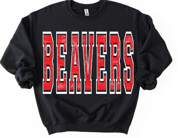 Beavers Red and White Varsity Style DTF transfer design – image 1