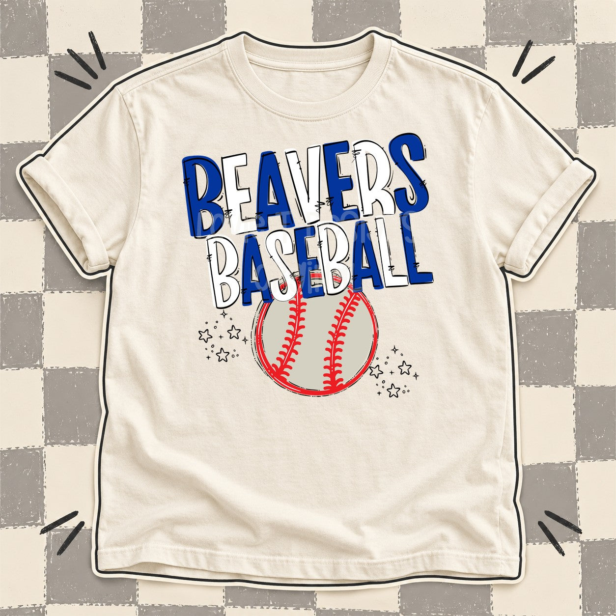 Team Go Baseball Mascots Beavers Royal Blue White design