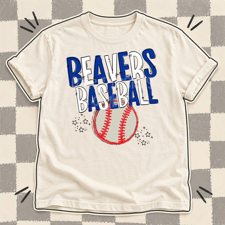 Beavers Royal Blue White Team Go Baseball Mascots DTF transfer mockup