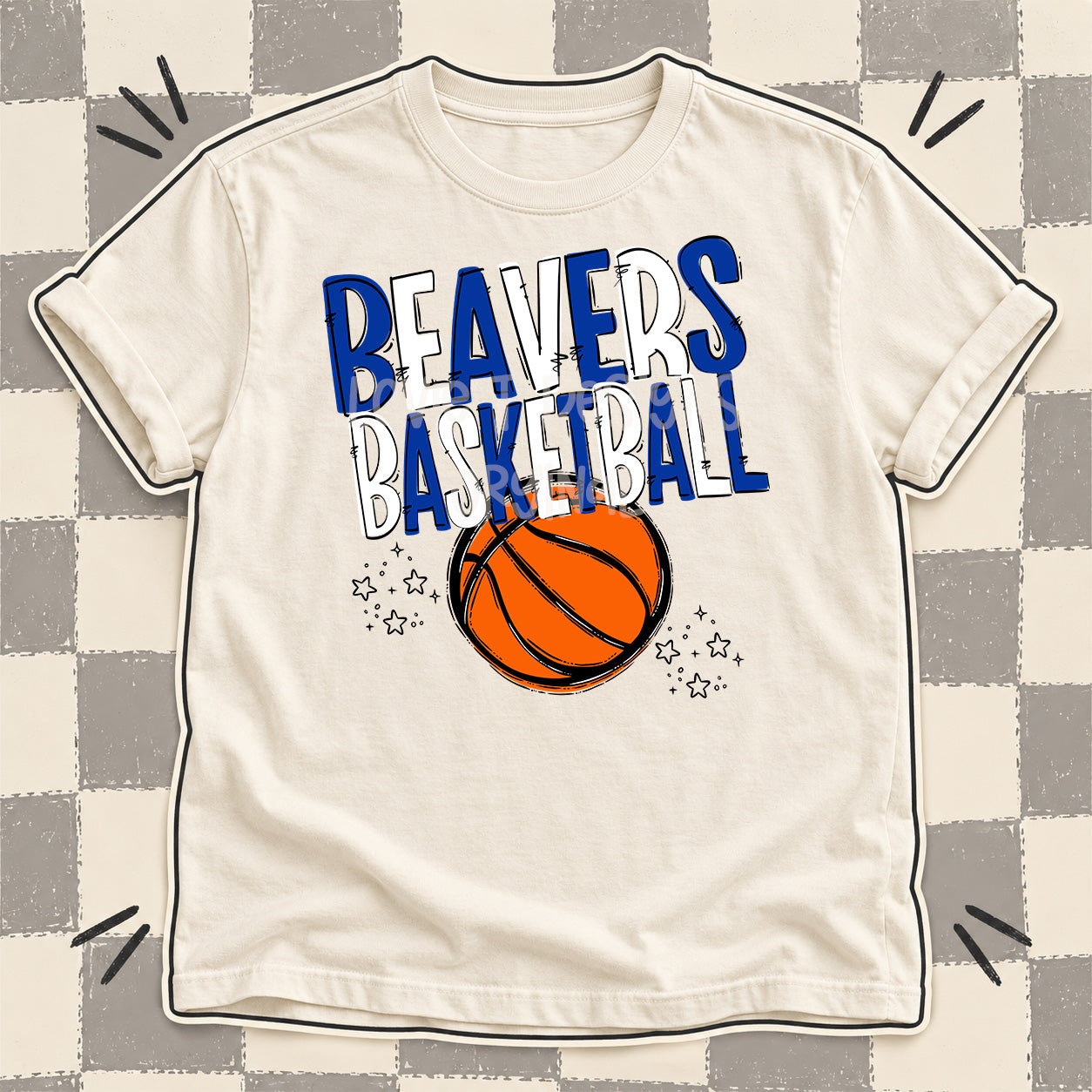 Team Go Basketball Mascots Beavers Royal Blue White design