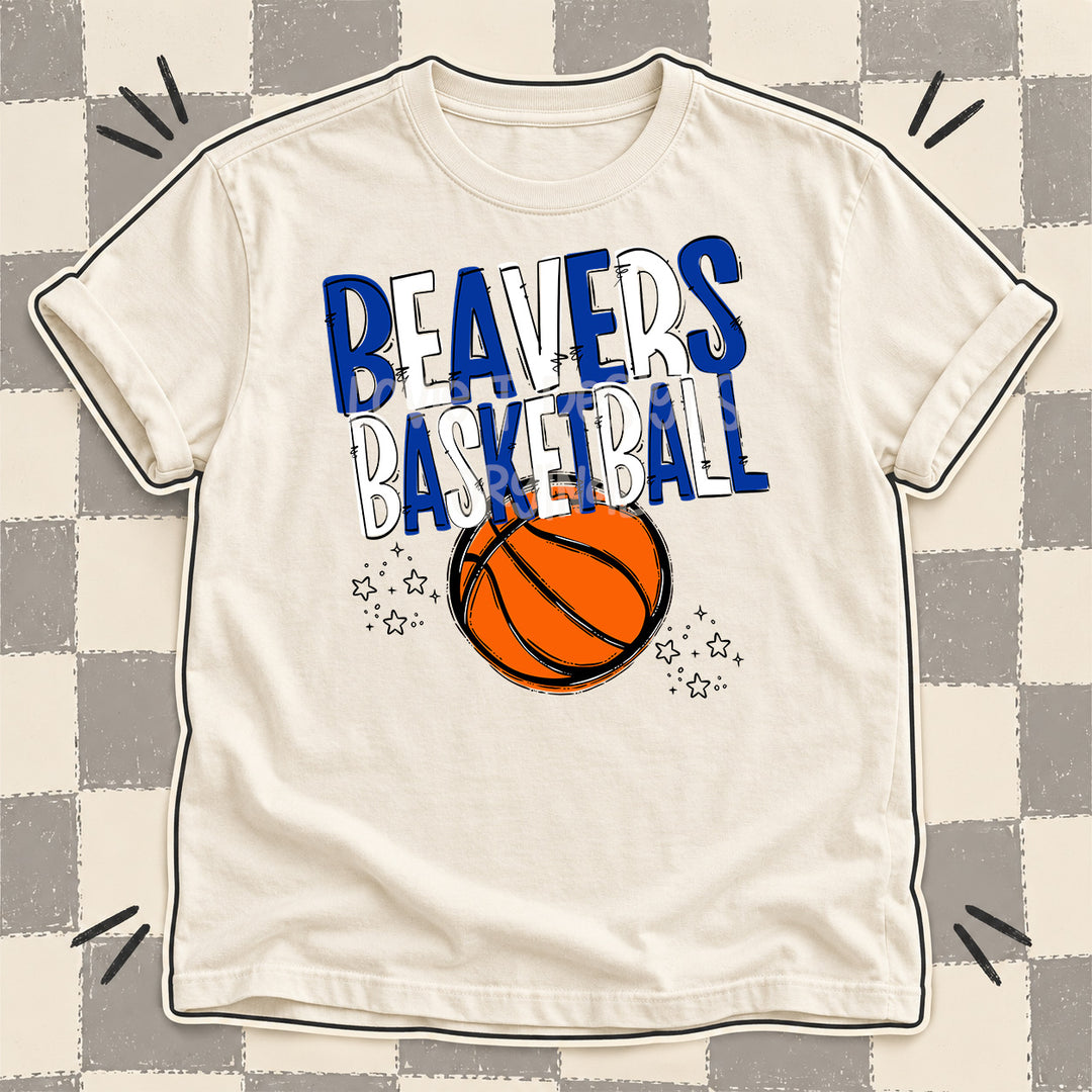 Beavers Royal Blue White Team Go Basketball Mascots DTF transfer