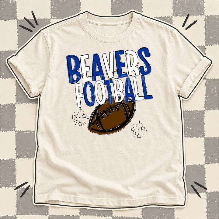 Beavers Royal Blue White Team Go Football Mascots DTF transfer mockup