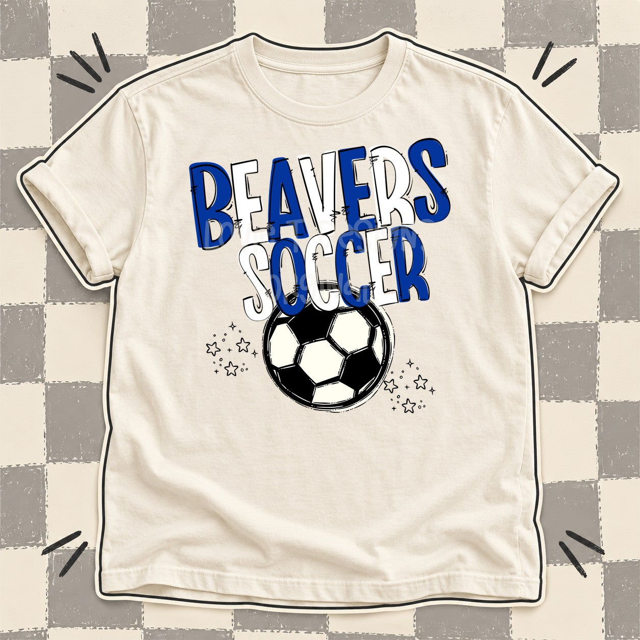 Team Go Soccer Mascots Beavers Royal Blue White design