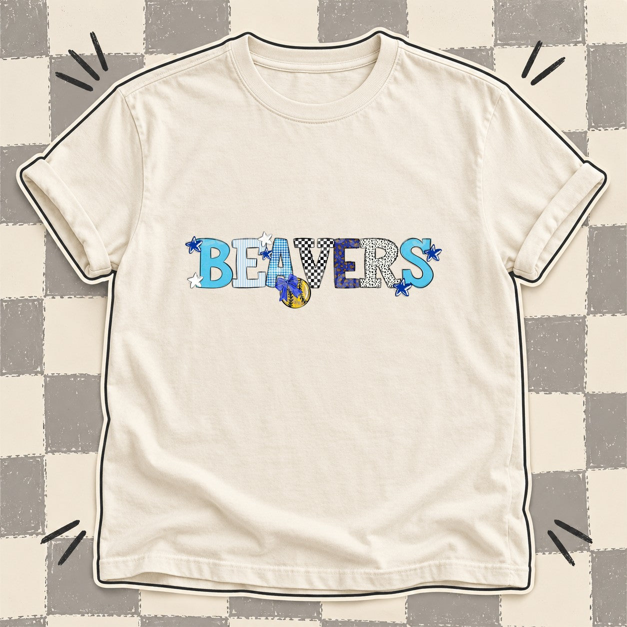 Mixed Doodle Softball Mascots – Mascot Colors Beavers Royal Blue White design