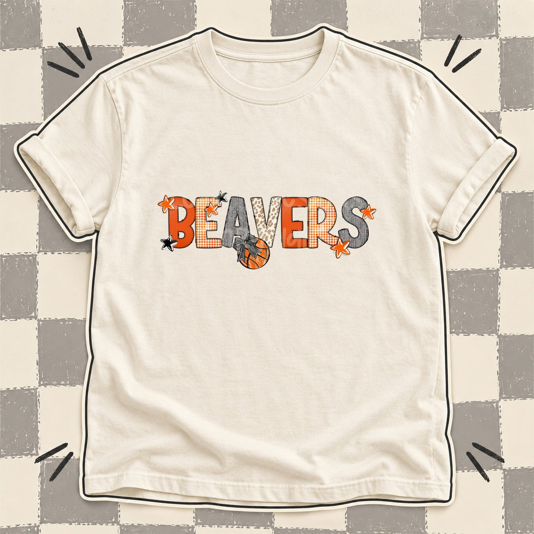 Beavers Mixed Doodle Basketball Mascots – Hoops Houndstooth DTF transfer mockup