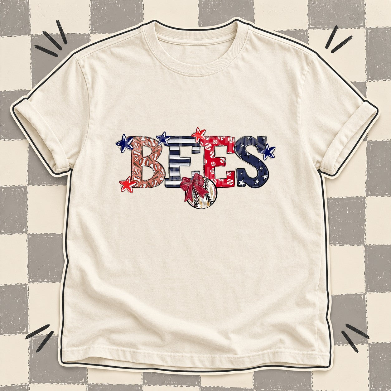 Mixed Doodle Baseball Mascots – Ballpark Classic Bees design