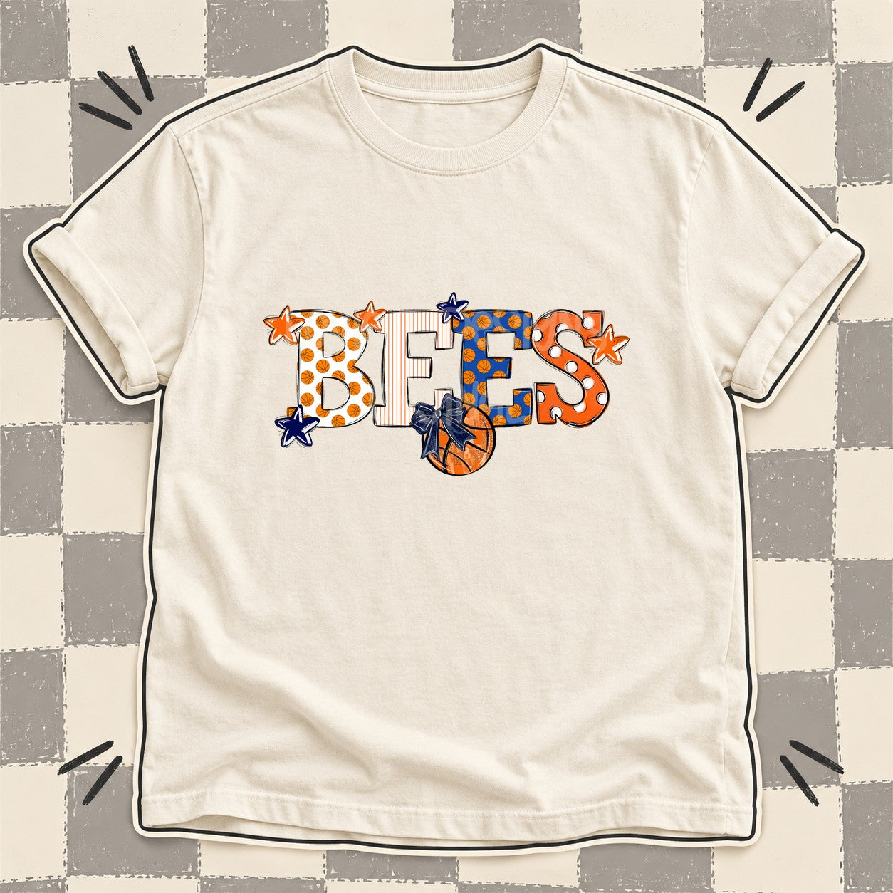 Mixed Doodle Basketball Mascots – Court Classic Bees design