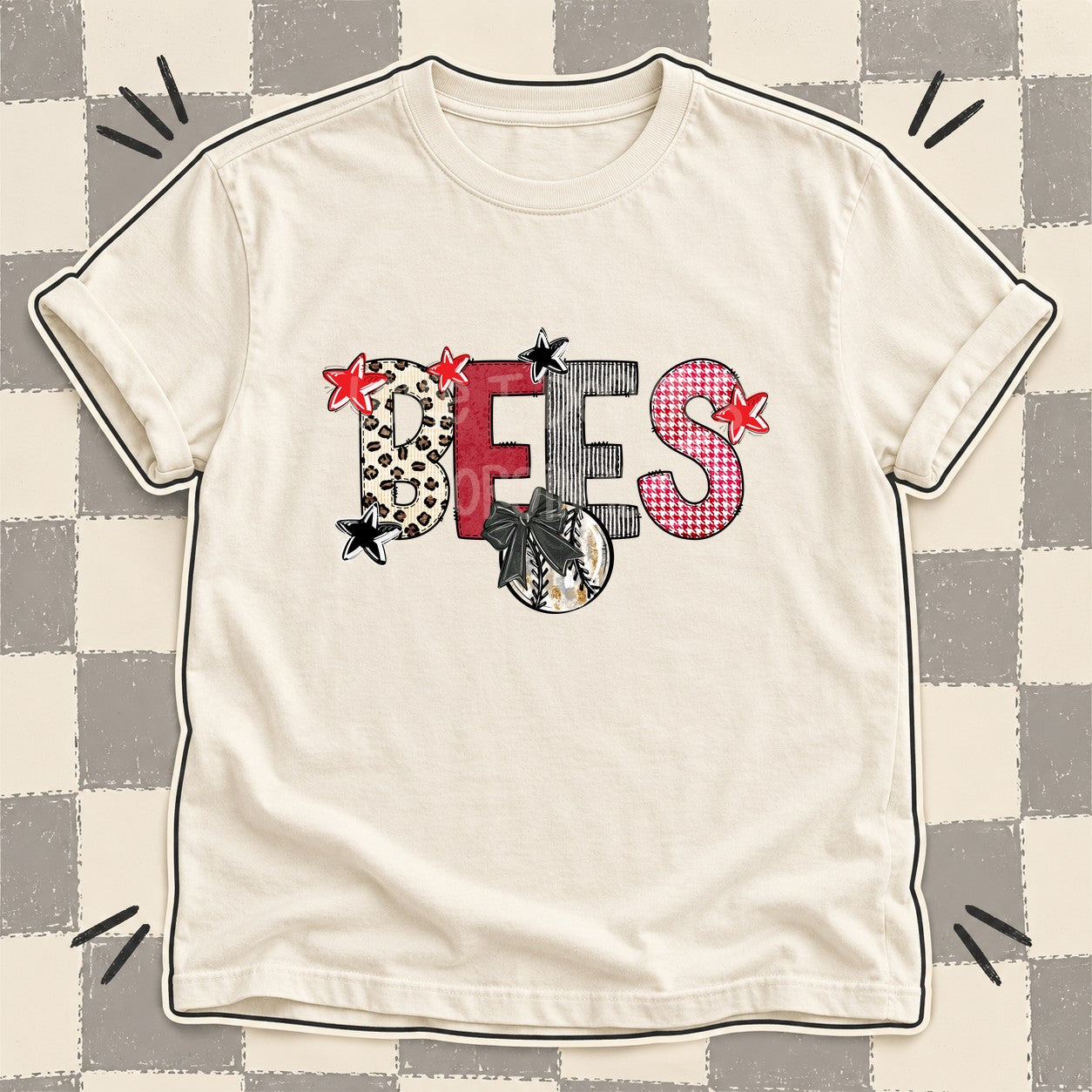 Mixed Doodle Baseball Mascots – Stitched Ballpark Bees design