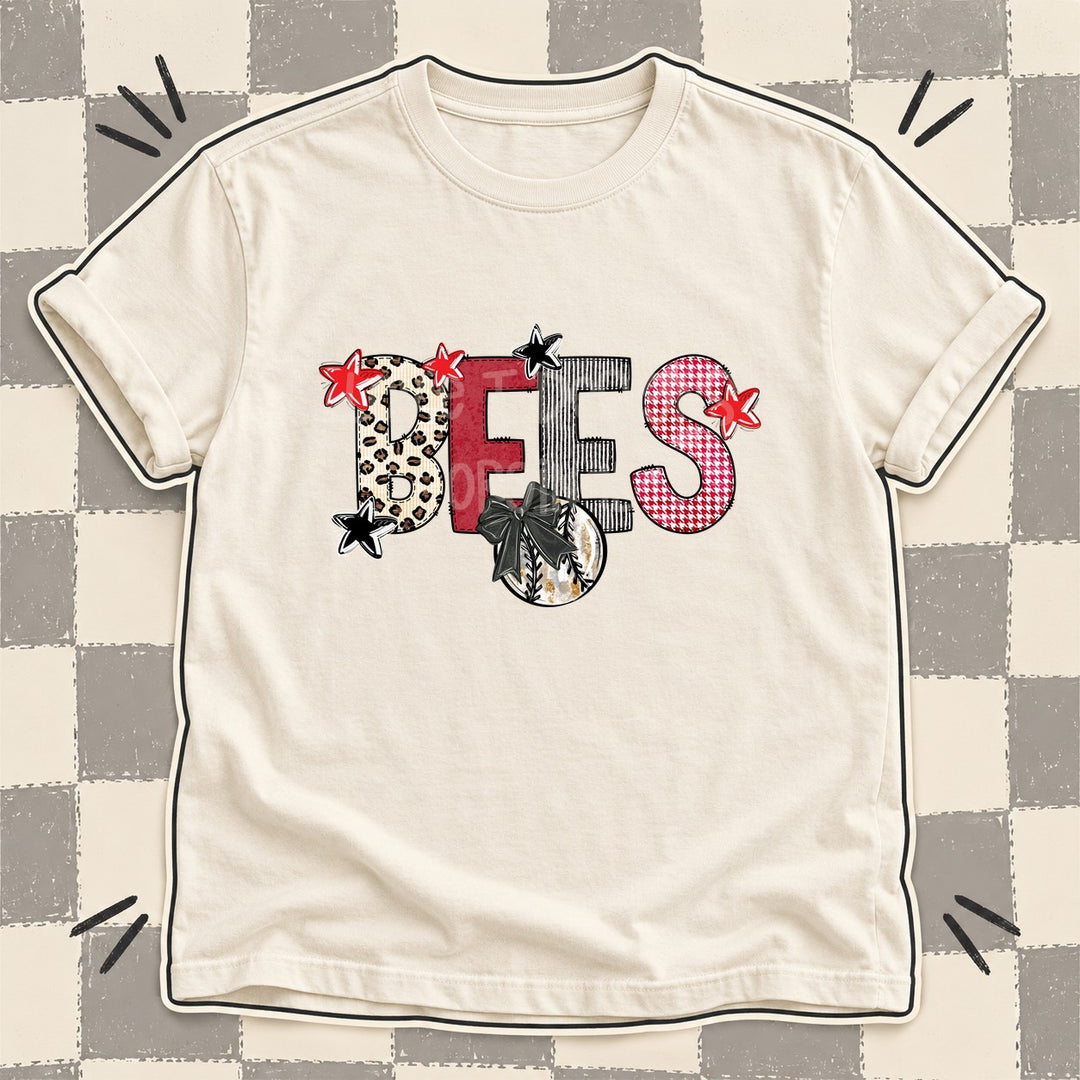Bees Mixed Doodle Baseball Mascots – Stitched Ballpark DTF transfer mockup