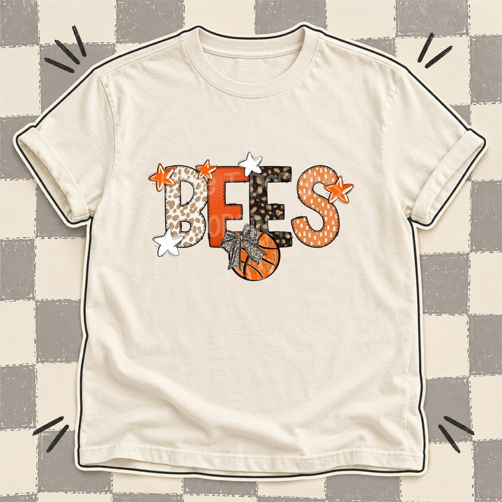 Bees Mixed Doodle Basketball Mascots – Orange and Brown DTF transfer mockup