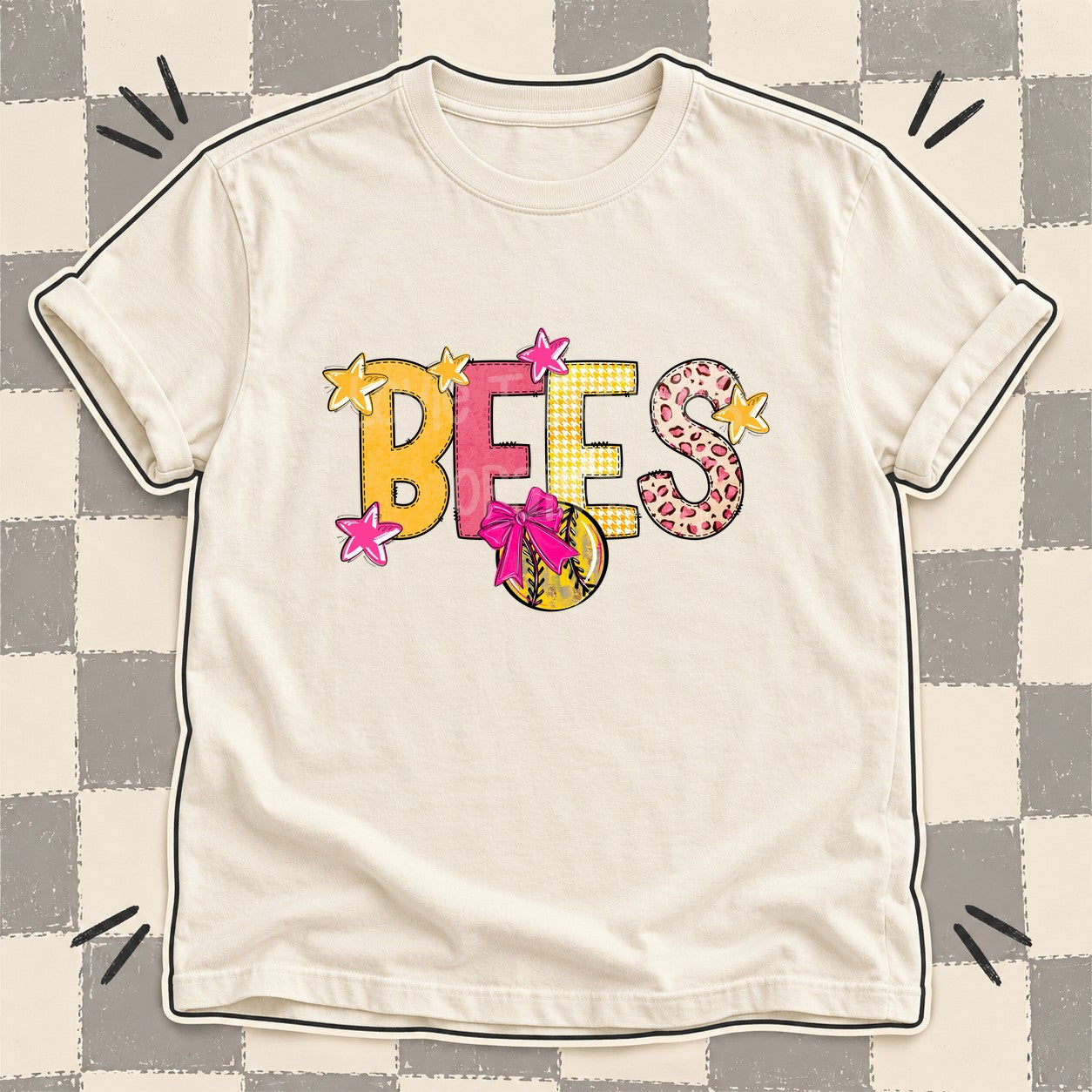 Mixed Doodle Softball Mascots – Stitched Softball Bees design