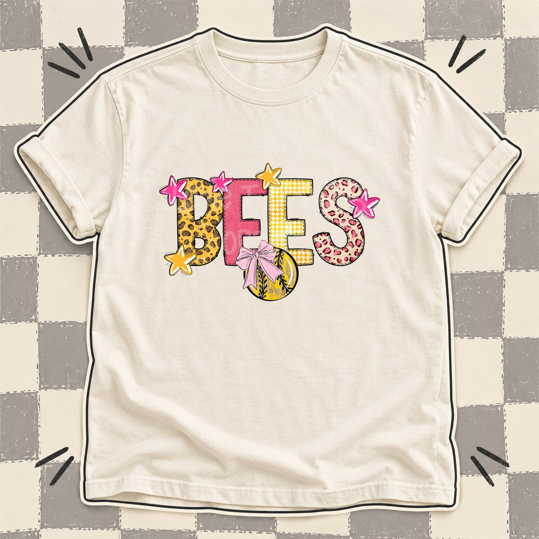Bees Mixed Doodle Softball Mascots – Sunshine Leopard DTF transfer mockup