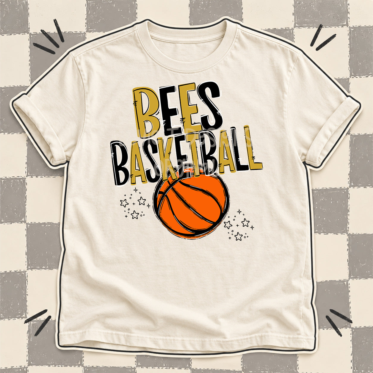 Team Go Basketball Mascots Bees Vegas Gold Black design