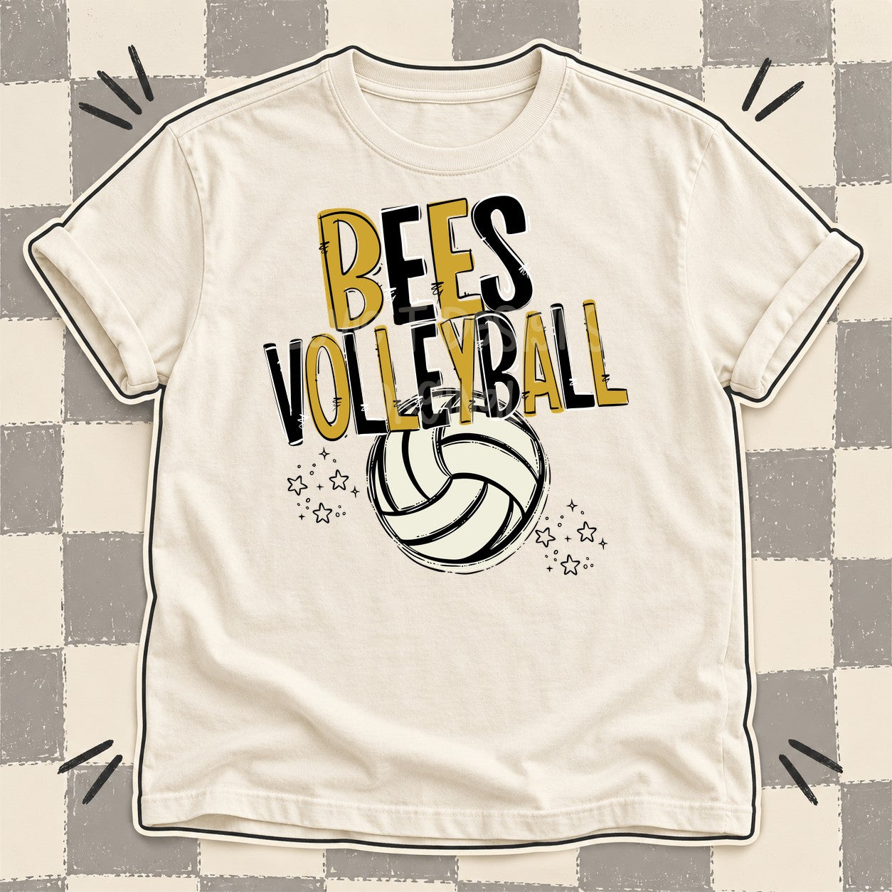 Team Go Volleyball Mascots Bees Vegas Gold Black design