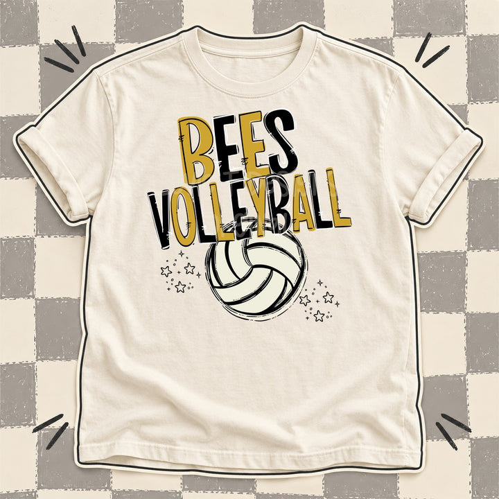 Bees Vegas Gold Black Team Go Volleyball Mascots DTF transfer mockup