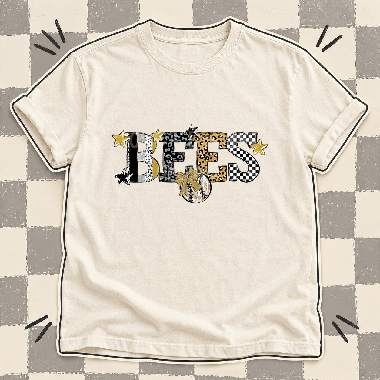 Mixed Doodle Baseball Mascots – Mascot Colors Bees Vegas Gold Black White design