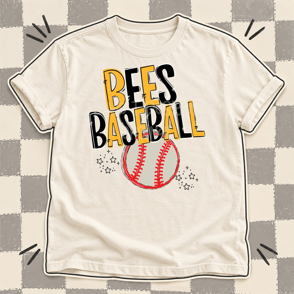 Team Go Baseball Mascots Bees Yellow Gold Black design