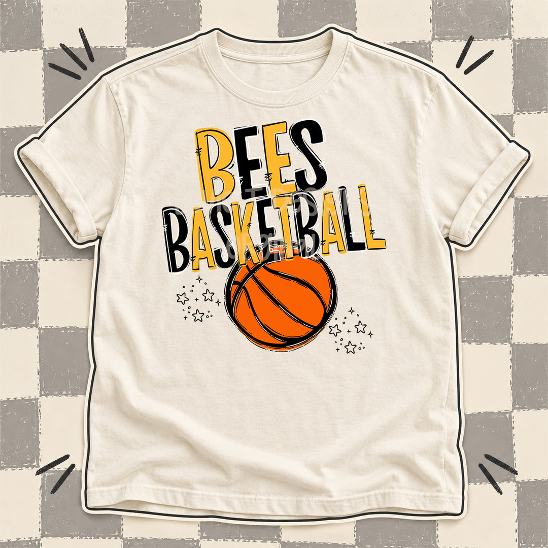 Bees Yellow Gold Black Team Go Basketball Mascots DTF transfer