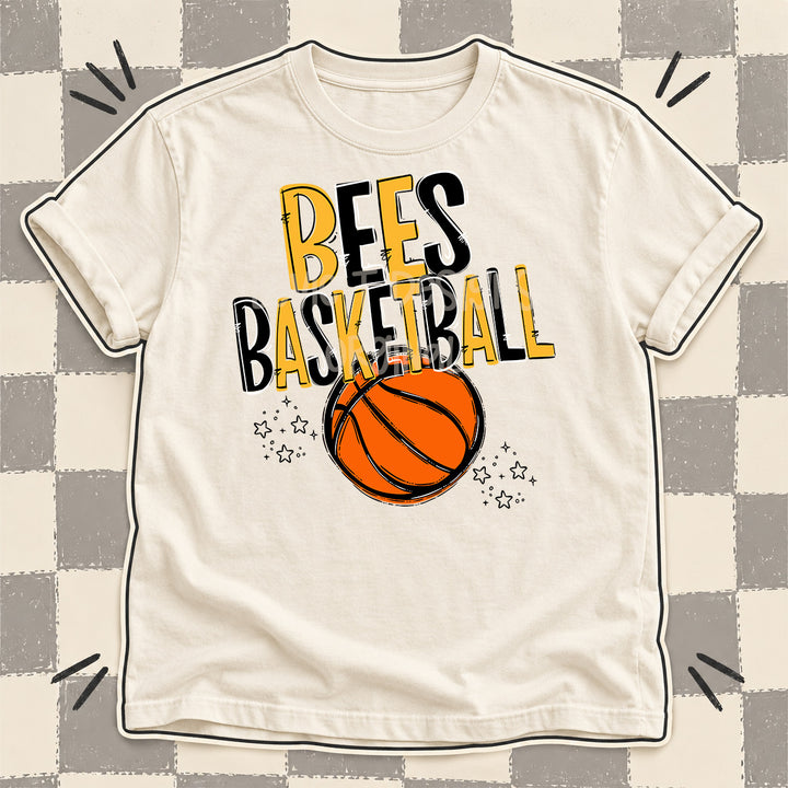 Bees Yellow Gold Black Team Go Basketball Mascots DTF transfer