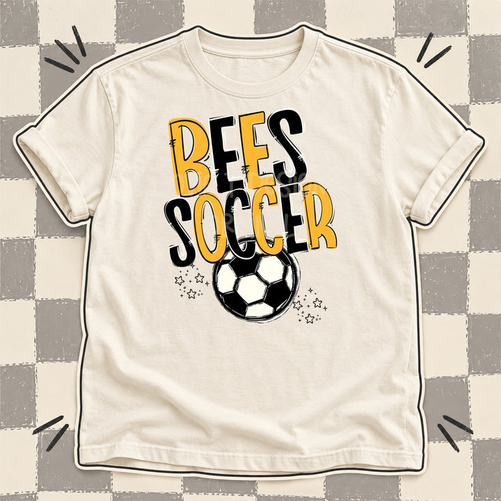 Bees Yellow Gold Black Team Go Soccer Mascots DTF transfer mockup