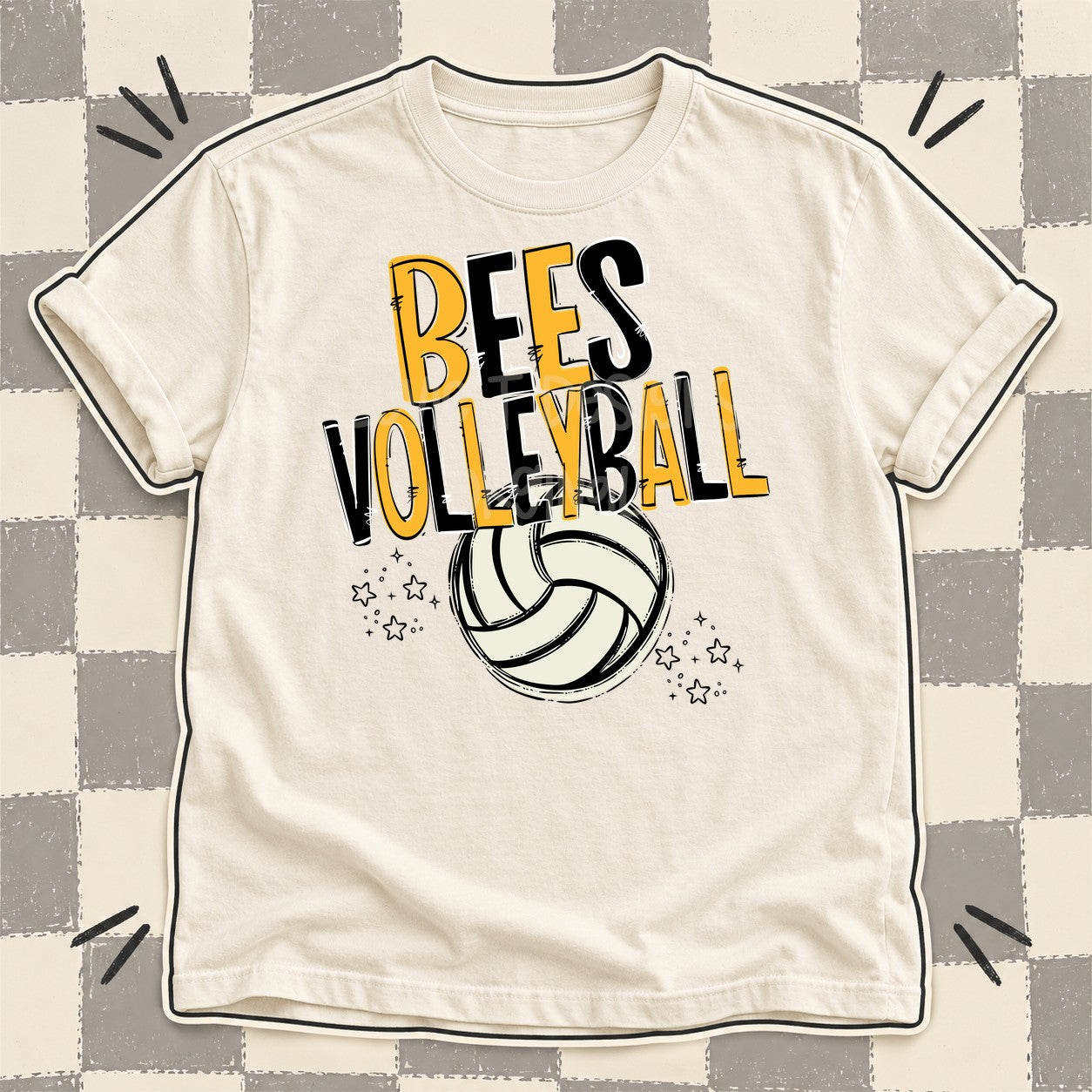 Team Go Volleyball Mascots Bees Yellow Gold Black design