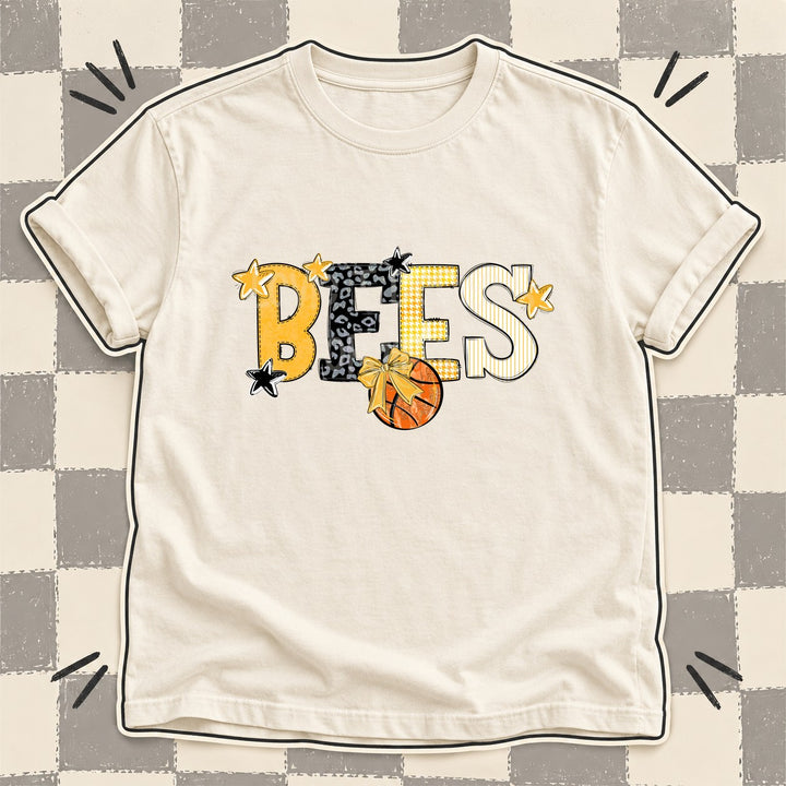 Bees Yellow Gold Black White Mixed Doodle Basketball Mascots – Mascot Colors DTF transfer mockup