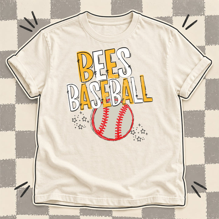 Bees Yellow Gold White Team Go Baseball Mascots DTF transfer mockup