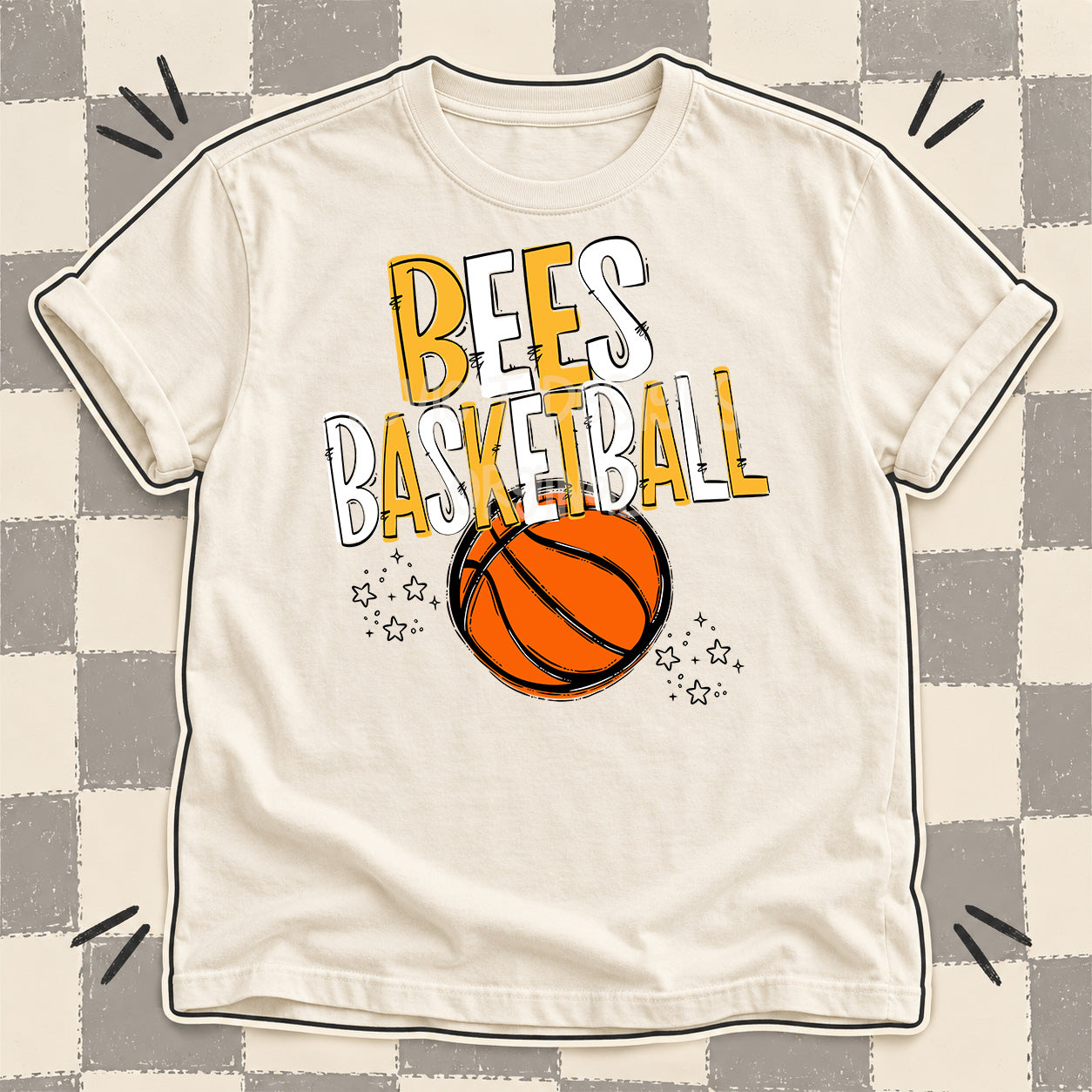 Team Go Basketball Mascots Bees Yellow Gold White design