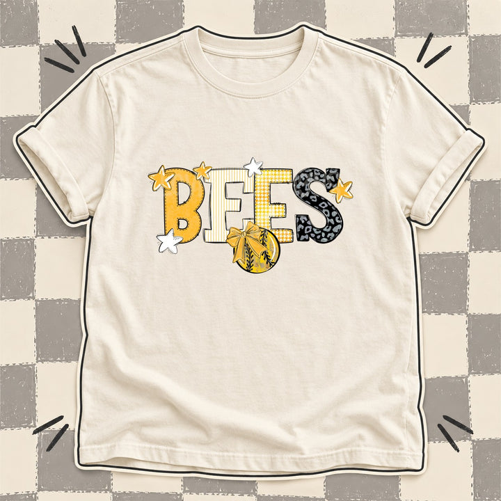 Bees Yellow Gold White Black Mixed Doodle Softball Mascots – Mascot Colors DTF transfer mockup