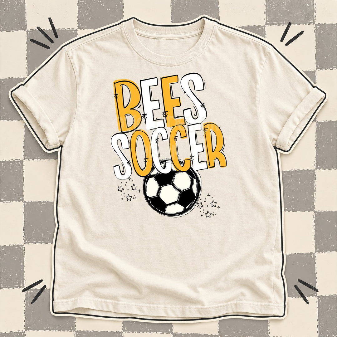 Bees Yellow Gold White Team Go Soccer Mascots DTF transfer mockup