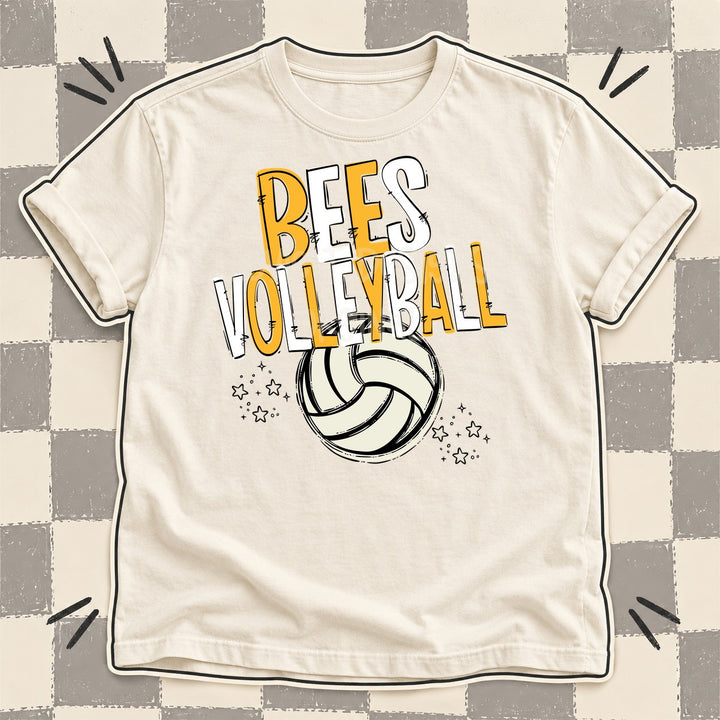 Bees Yellow Gold White Team Go Volleyball Mascots DTF transfer mockup