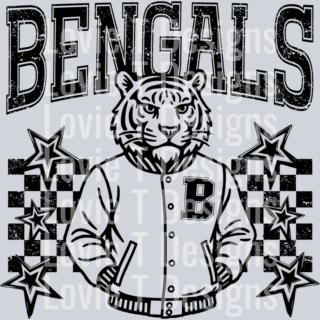 Bengals Checkered and Stars – DTF Transfer