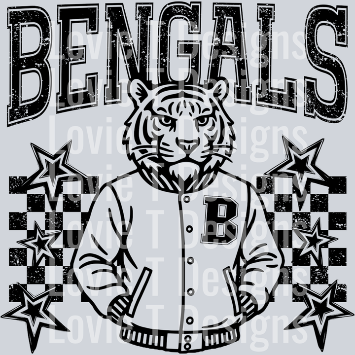Bengals Checkered and Stars – DTF Transfer