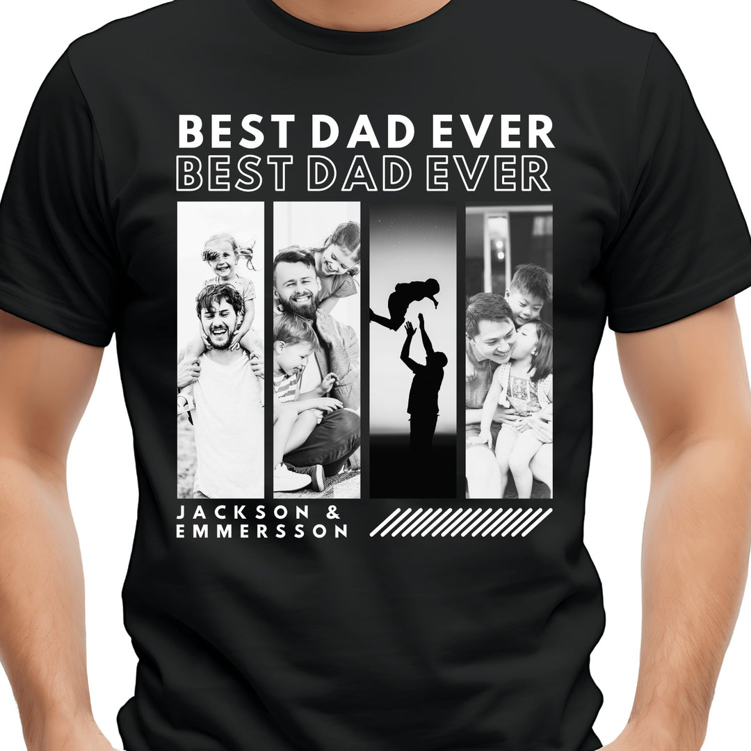 Best Dad Ever 4 Photo Names customizable DTF transfer mockup